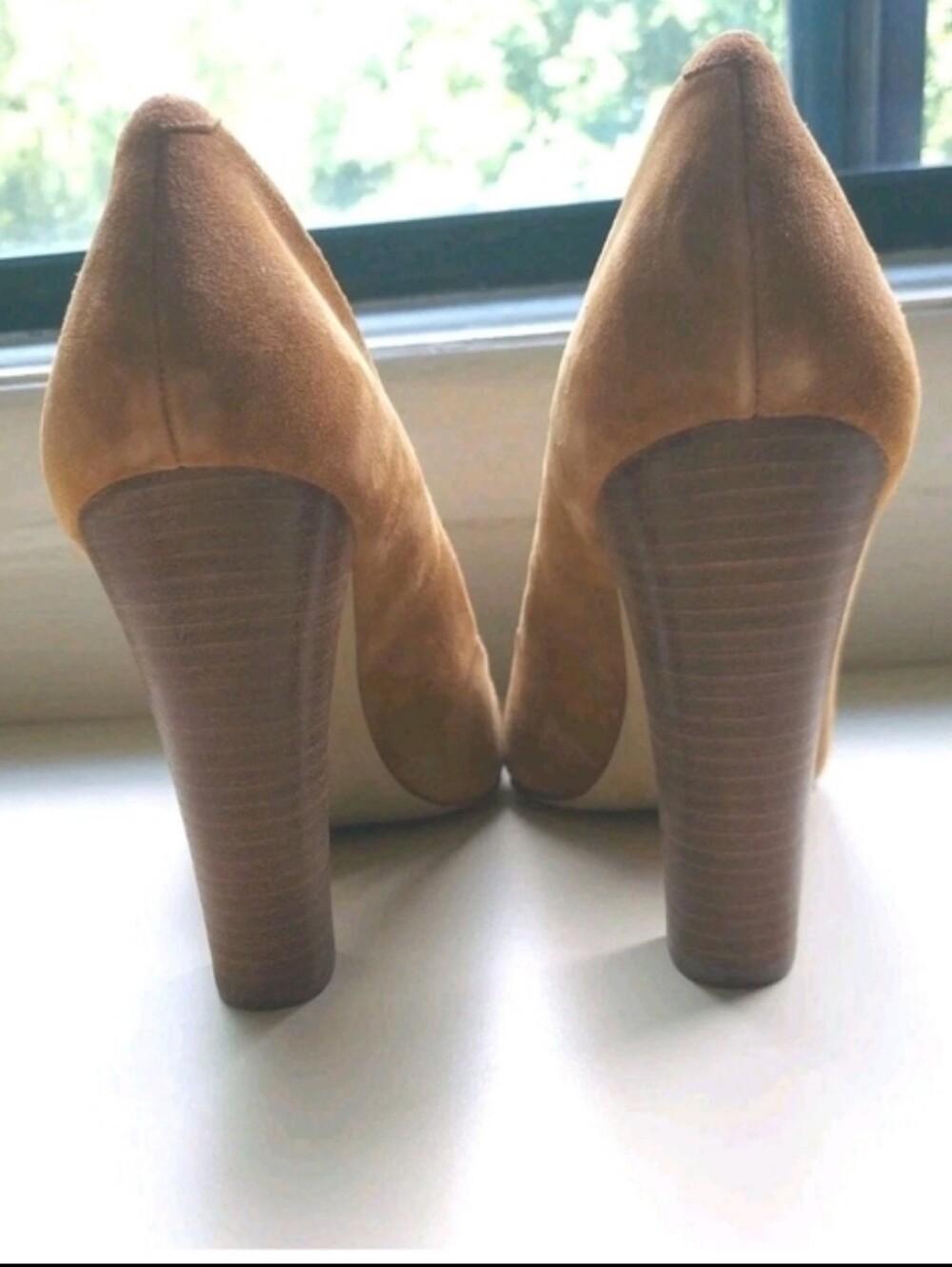BCBGeneration Suede Camel Tan Pointed Toe Block Heel Pumps Size 10 - Picture 7 of 16